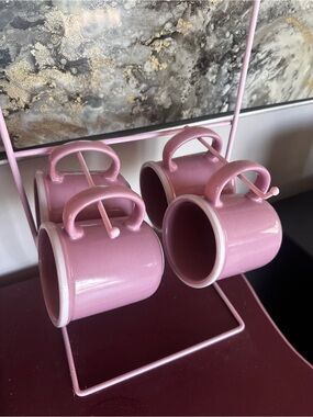 Set of Four Pink Vintage Ceramic Mugs